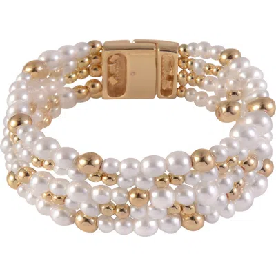 Laundry By Shelli Segal Four-row Beaded Faux Pearl Bracelet In White