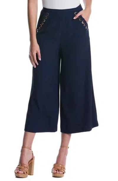 Laundry By Shelli Segal Grommet Lacing Culottes In Black