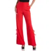Laundry By Shelli Segal High Waist Bow Side Slit Trousers In Red
