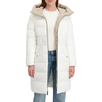 Laundry By Shelli Segal Hooded Puffer Jacket With Trim Detail In White
