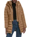Laundry By Shelli Segal Quarter Bibbed Puffer Jacket In Brown