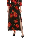 Laundry By Shelli Segal Rose Print Thigh Slit Maxi Skirt In Red