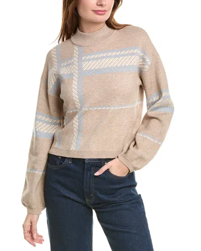 Laundry By Shelli Segal Jacquard Plaid Sweater In Beige