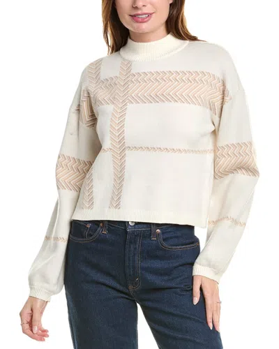 Laundry By Shelli Segal Jacquard Plaid Sweater In White