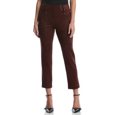 Laundry By Shelli Segal Lace-up Faux Suede Ankle Pants In Brown