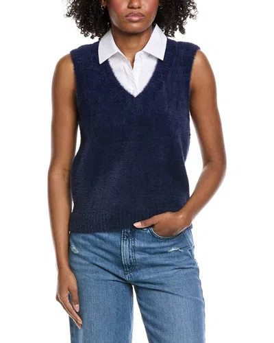 Laundry By Shelli Segal Layered Look Sweater Vest In Blue