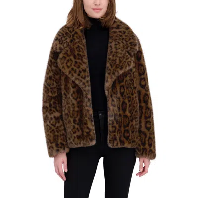 Laundry By Shelli Segal Leopard Print Faux Fur Jacket In Brown