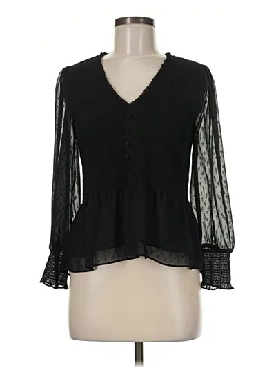Pre-owned Laundry By Shelli Segal Long Sleeve Blouse In Black