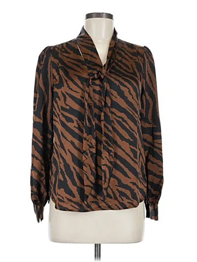 Pre-owned Laundry By Shelli Segal Long Sleeve Blouse In Brown