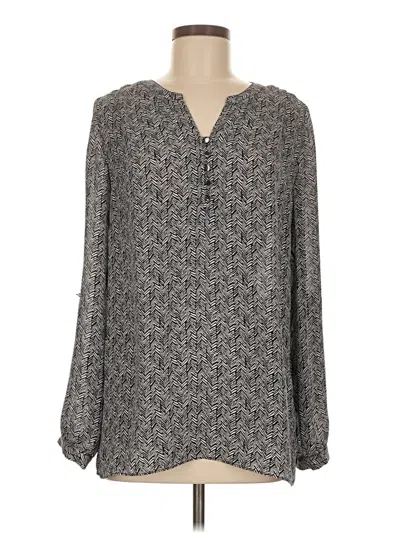 Pre-owned Laundry By Shelli Segal Long Sleeve Blouse In Gray