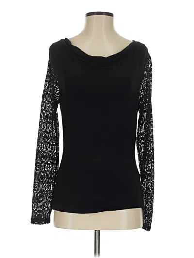 Laundry By Shelli Segal Long Sleeve Top Black Boatneck Tops