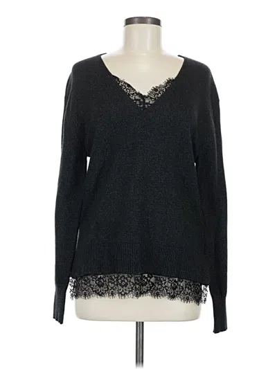 Pre-owned Laundry By Shelli Segal Long Sleeve Top Black V Neck Tops