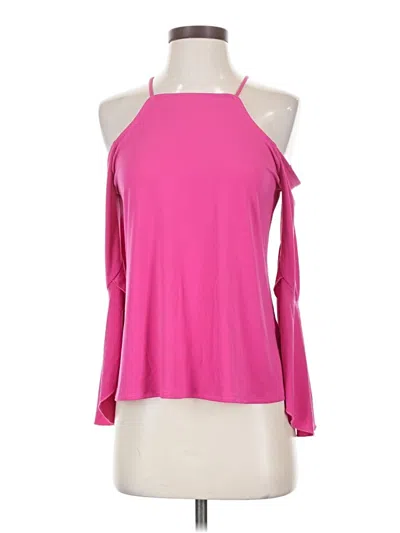 Pre-owned Laundry By Shelli Segal Long Sleeve Top Pink Cold Shoulder Neckline Tops