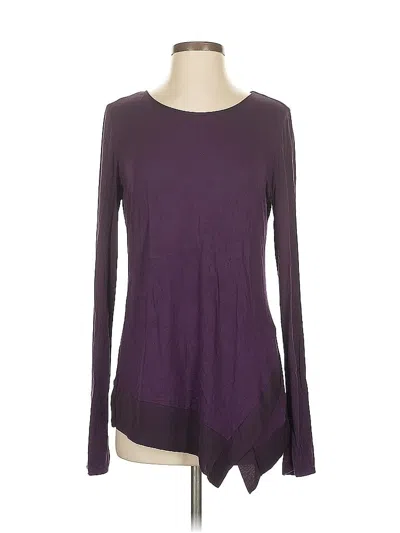Pre-owned Laundry By Shelli Segal Long Sleeve Top Purple Keyhole Neckline Tops