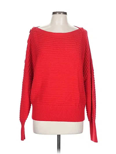 Pre-owned Laundry By Shelli Segal Long Sleeve Top Red Solid Pattern Boatneck Tops