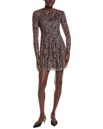 Laundry By Shelli Segal Mesh Shirred Shoulder Dress In Brown