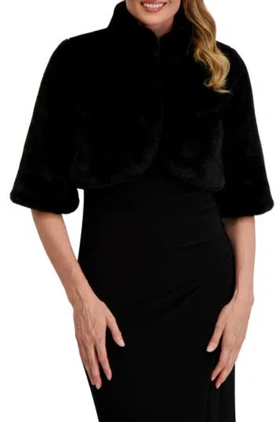 Laundry By Shelli Segal Mock Neck Faux Fur Shrug In Black