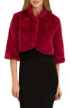 Laundry By Shelli Segal Mock Neck Faux Fur Shrug In Red