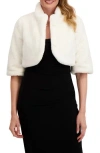 Laundry By Shelli Segal Mock Neck Faux Fur Shrug In White