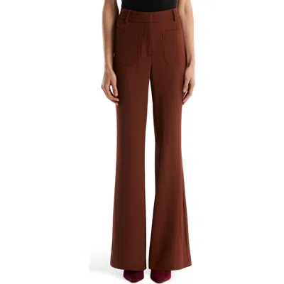 Laundry By Shelli Segal Patch Pocket Flare Leg Pants In Brown