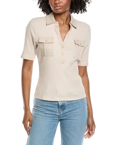 Laundry By Shelli Segal Patch Pocket Short Sleeve Sweater In Neutral