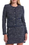 Laundry By Shelli Segal Patch Pocket Tweed Jacket In Blue
