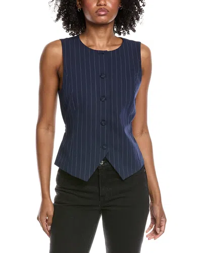 Laundry By Shelli Segal Pinstripe Button Front Vest In Blue