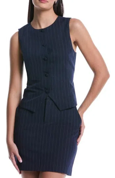 Laundry By Shelli Segal Pinstripe Vest In Blue