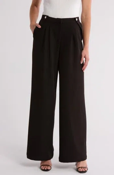 Laundry By Shelli Segal Pleat Front Wide Leg Pants In Black