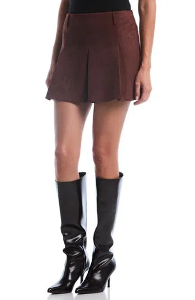 Laundry By Shelli Segal Pleated Faux Suede Miniskirt In Brown