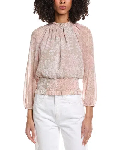 Laundry By Shelli Segal Printed Smocked Blouse In Neutral