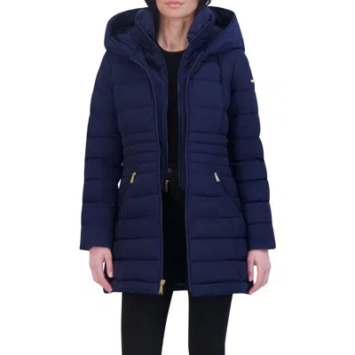 Laundry By Shelli Segal Quarter Bibbed Puffer Jacket In Evening Blue