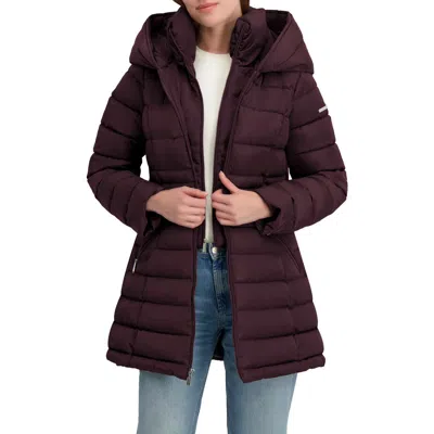 Laundry By Shelli Segal Quarter Bibbed Puffer Jacket In Purple