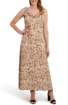 Laundry By Shelli Segal Roxanne Cowl Neck Sleeveless Maxi Dress In Brown