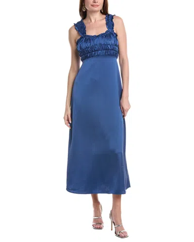 Laundry By Shelli Segal Ruched Satin Sweetheart Dress In Navy