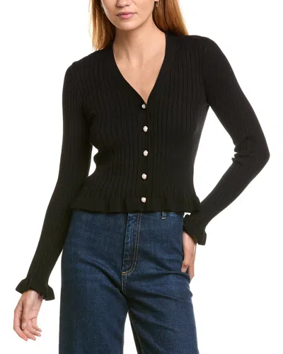 Laundry By Shelli Segal Ruffle Hem Cardigan In Black