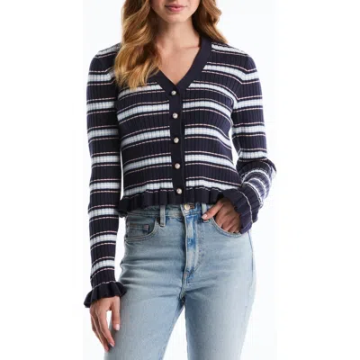 Laundry By Shelli Segal Ruffle Hem Cardigan In Blue