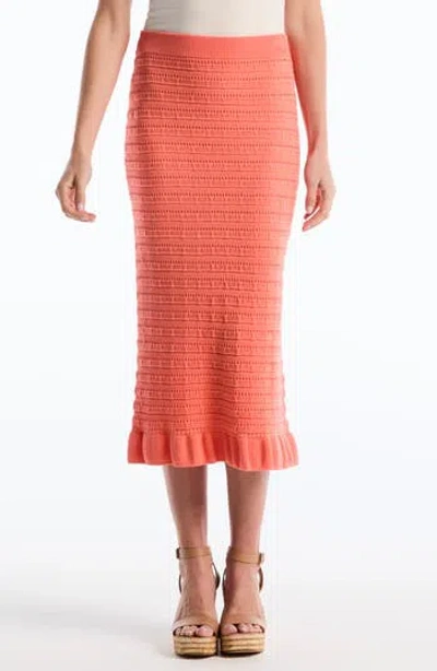 Laundry By Shelli Segal Ruffle Midi Sweater Skirt In Pink