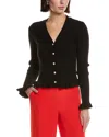 Laundry By Shelli Segal Ruffle Trim Cardigan Sweater In Black