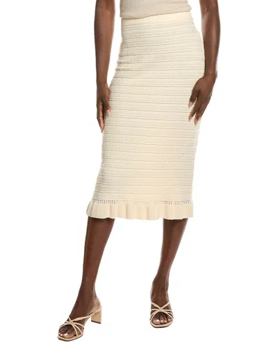 Laundry By Shelli Segal Ruffled Sweater Midi Skirt In White