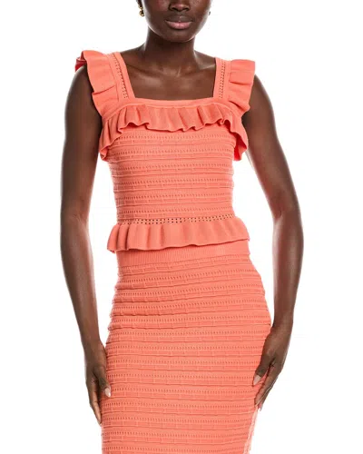 Laundry By Shelli Segal Ruffled Sweater Tank Top In Orange