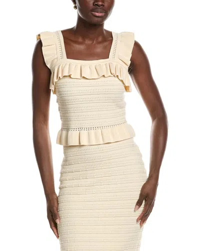 Laundry By Shelli Segal Ruffled Sweater Tank Top In White