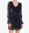 Laundry By Shelli Segal Segal Rose Burnout Velvet Mini Dress In Black/blue In Multi