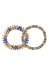 Laundry By Shelli Segal Set Of 2 Disc Stretch Bracelets In Multi