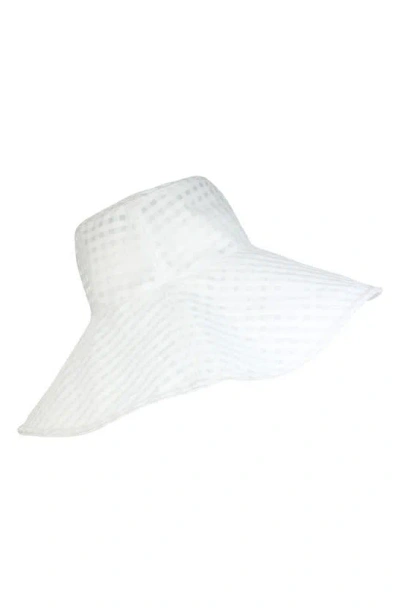 Laundry By Shelli Segal Sheer Gingham Wide Brim Hat In White