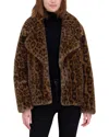 Laundry By Shelli Segal Leopard Print Faux Fur Jacket In Brown