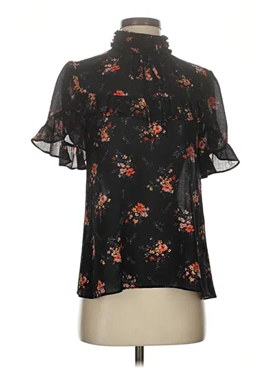 Pre-owned Laundry By Shelli Segal Short Sleeve Blouse In Black