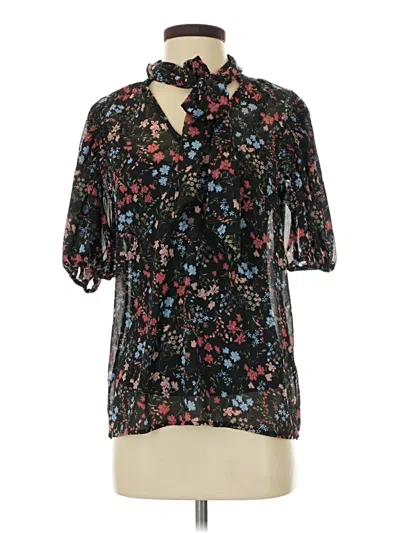 Pre-owned Laundry By Shelli Segal Short Sleeve Blouse In Black