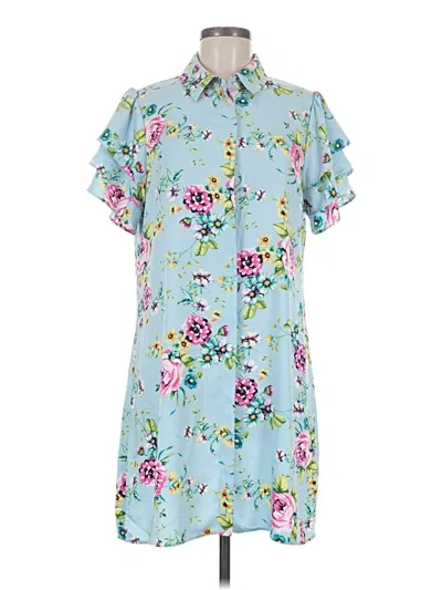 Pre-owned Laundry By Shelli Segal Short Sleeve Blouse In Blue