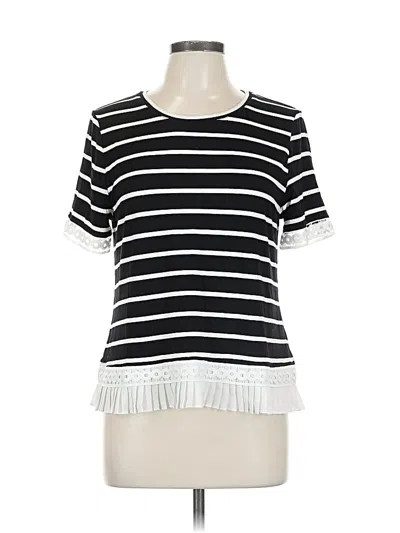 Pre-owned Laundry By Shelli Segal Short Sleeve Top Black Crew Neck Tops